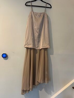 Commense Beige High-Low Chiffon Dress